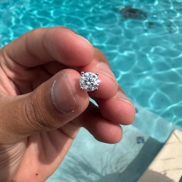 VVS1, 1 CT Moissanite Earrings - Picture 1 of 4